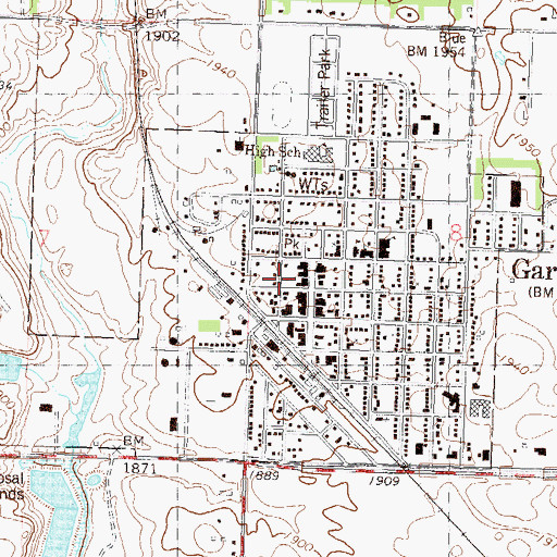 Topographic Map of Garrison Post Office, ND