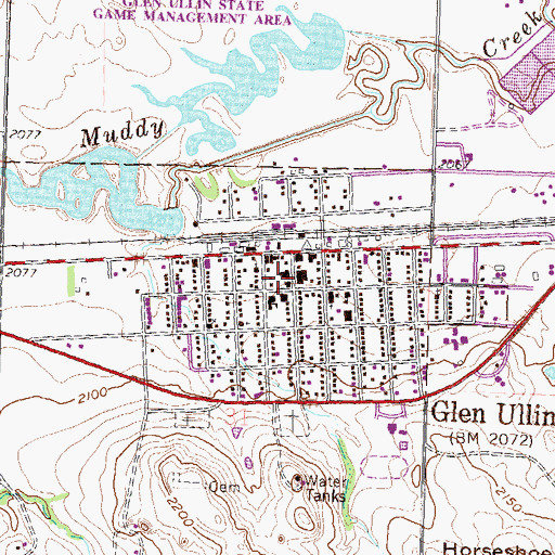 Topographic Map of Glen Ullin Post Office, ND