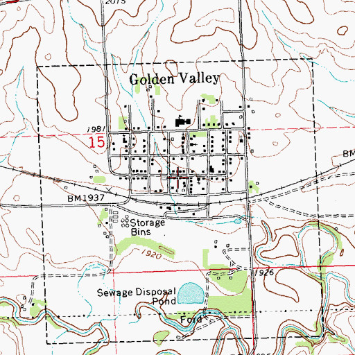 Topographic Map of Golden Valley Post Office, ND