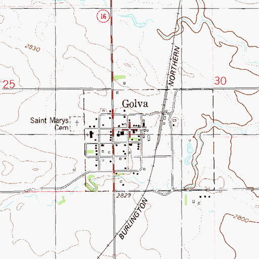 Topographic Map of Golva Post Office, ND
