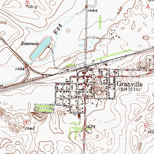 Topographic Map of Granville Post Office, ND