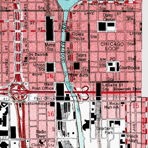 Topographic Map of Jackson - Franklin Building (historical), IL