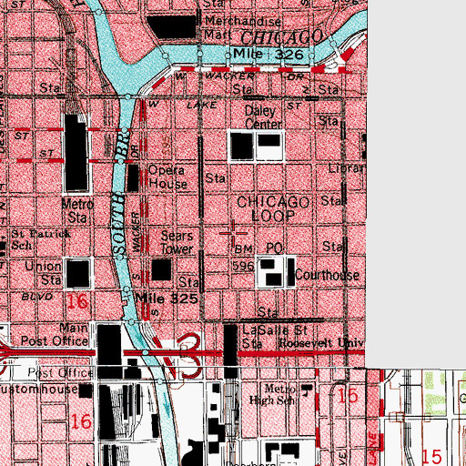 Topographic Map of Borland Building (historical), IL