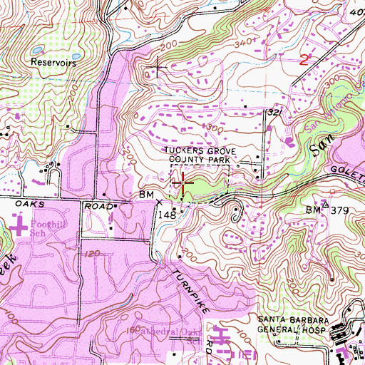 Topographic Map of Tuckers Grove County Park, CA