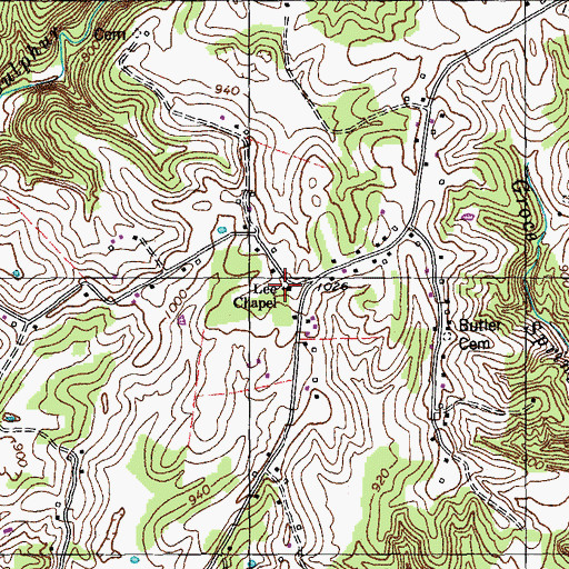 Topographic Map of Lee Chapel (historical), KY