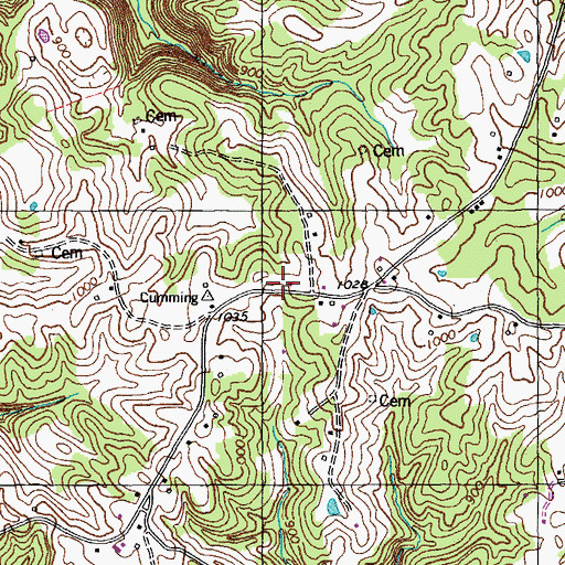 Topographic Map of Lettered Oak (historical), KY