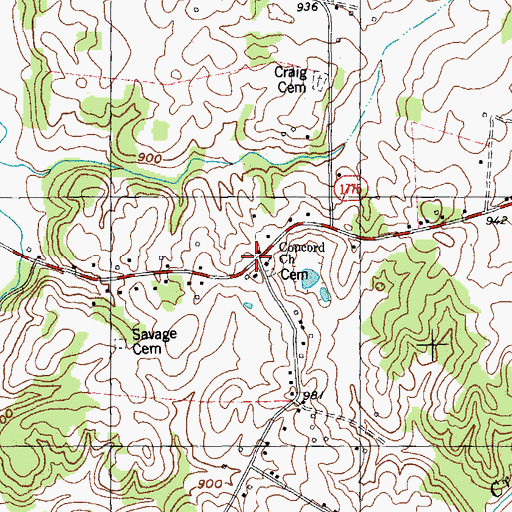 Topographic Map of Concord (historical), KY