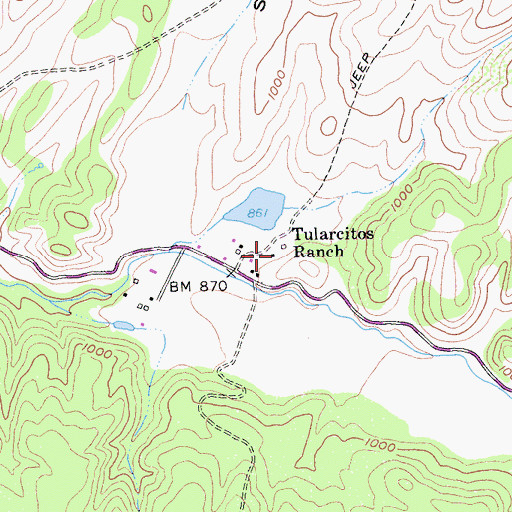 Topographic Map of Tularcitos Ranch, CA