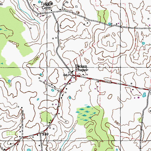 Topographic Map of Dicken (historical), KY