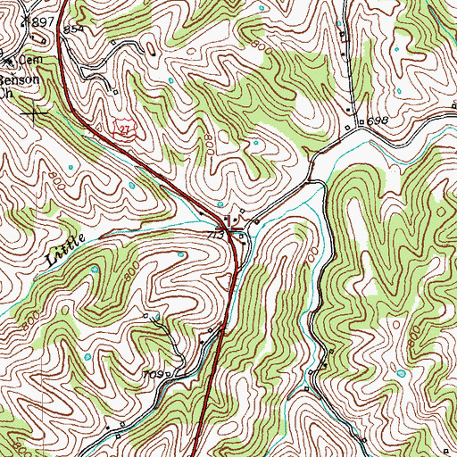 Topographic Map of Richland (historical), KY