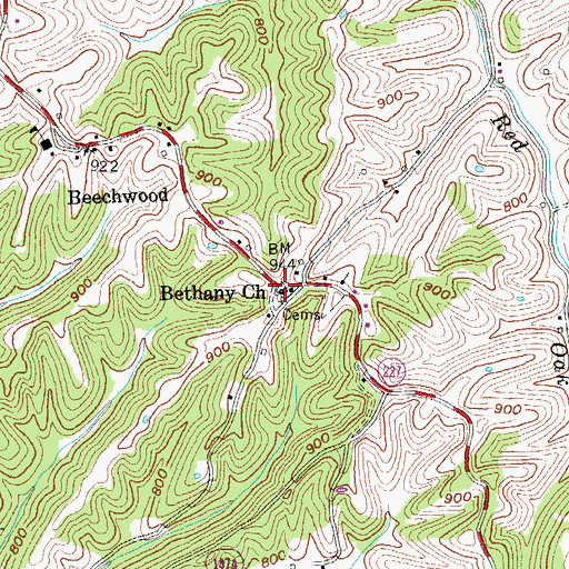 Topographic Map of Bethany (historical), KY