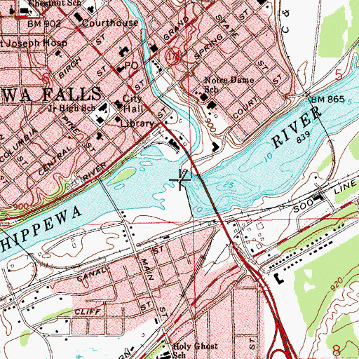 Topographic Map of Chippewa Falls Hydro Generating Station, WI