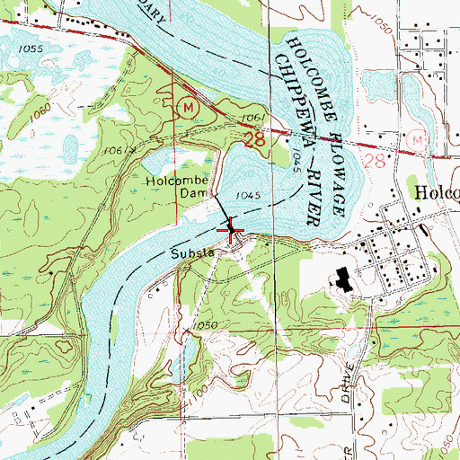 Topographic Map of Holcombe Hydro Generating Station, WI