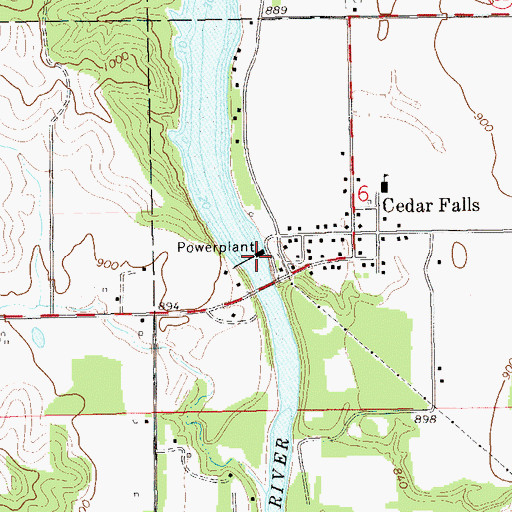 Topographic Map of Cedar Falls Hydro Generating Station, WI