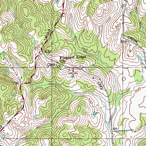Topographic Map of Pleasant Ridge (historical), KY