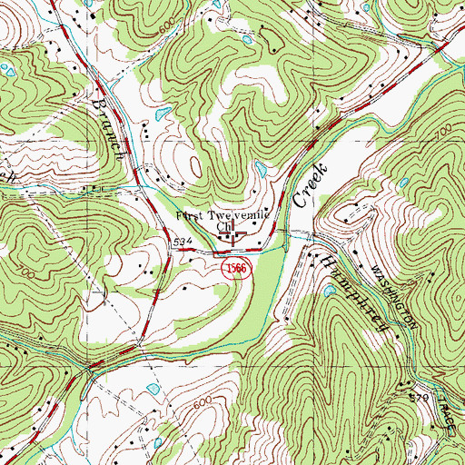 Topographic Map of Twelvemile (historical), KY