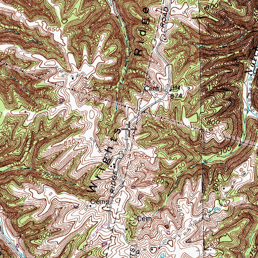 Topographic Map of Wrights Ridge (historical), KY