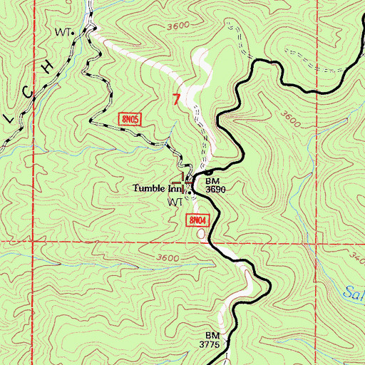 Topographic Map of Tumble Inn, CA