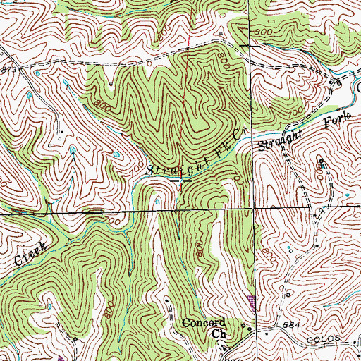 Topographic Map of Gold Mine Hollow, KY