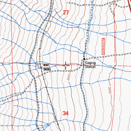 Topographic Map of Tunawee Canyon, CA