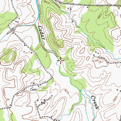 Topographic Map of Cedar Creek (historical), KY