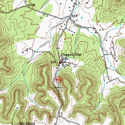 Topographic Map of Chapel Gap (historical), KY