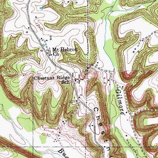 Topographic Map of Chestnut Ridge (historical), KY