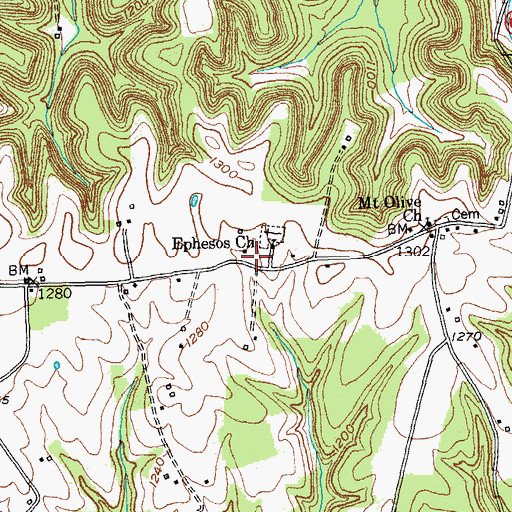 Topographic Map of Ephesus (historical), KY