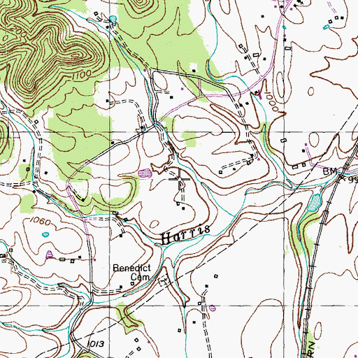 Topographic Map of Harris Creek (historical), KY