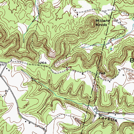Topographic Map of Holdams Mill (historical), KY