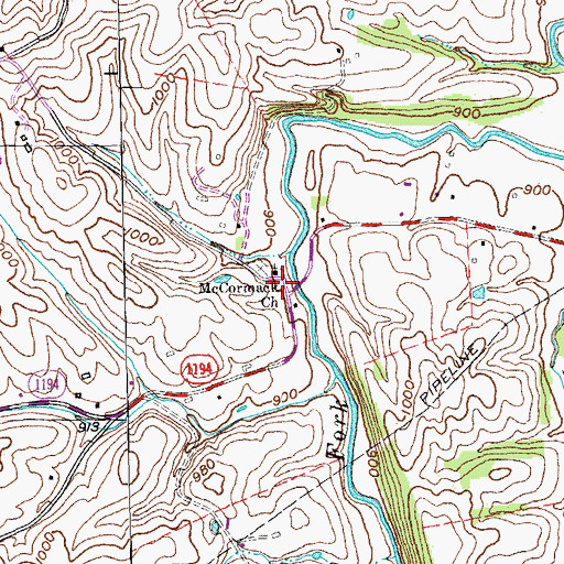 Topographic Map of McCormack (historical), KY