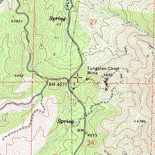 Topographic Map of Tungsten Chief Mine, CA