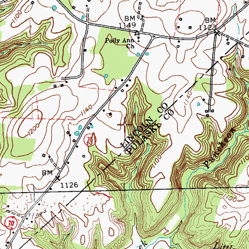Topographic Map of Polly Ann Ridge, KY
