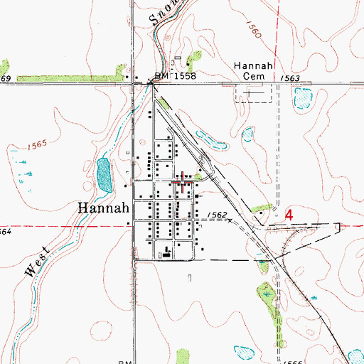 Topographic Map of Hannah Post Office (historical), ND