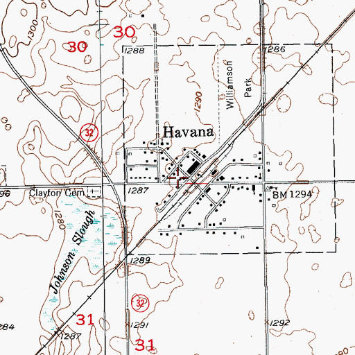 Topographic Map of Havana Post Office, ND