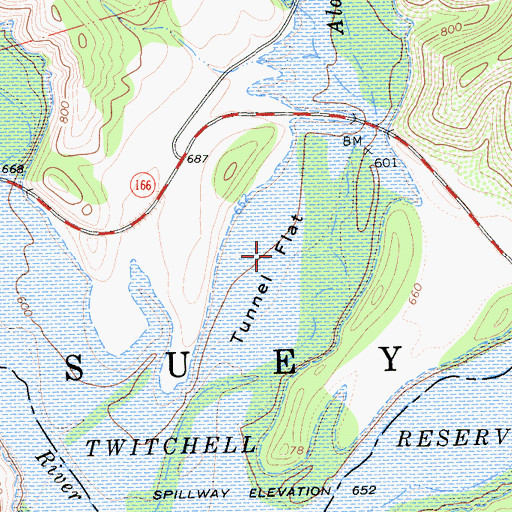 Topographic Map of Tunnel Flat, CA