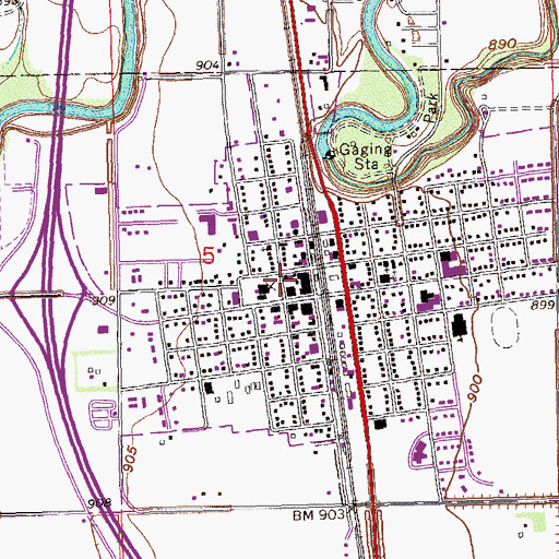Topographic Map of Hillsboro Post Office, ND