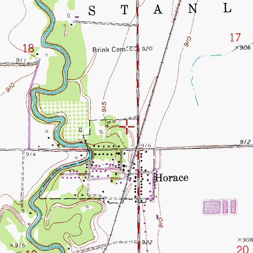 Topographic Map of Horace Post Office, ND
