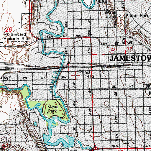 Topographic Map of Jamestown Post Office, ND