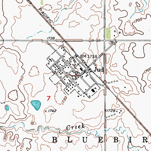 Topographic Map of Jud Post Office, ND