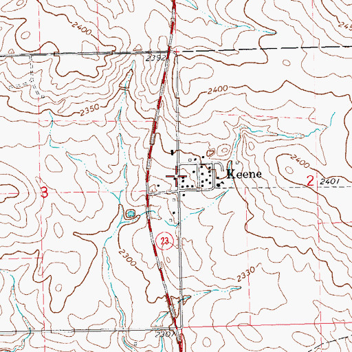Topographic Map of Keene Post Office, ND