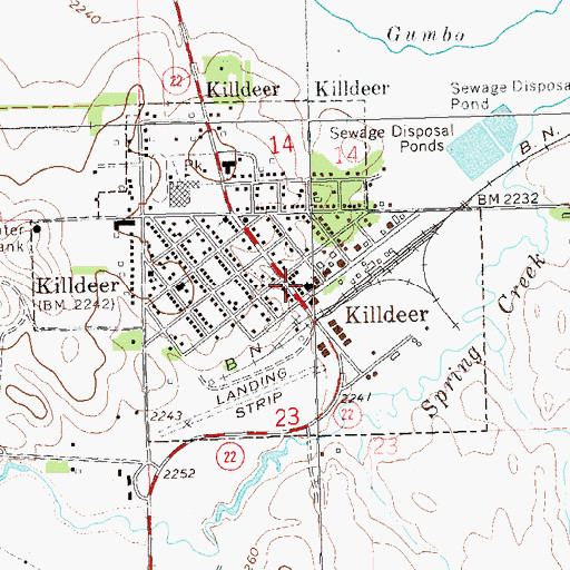 Topographic Map of Killdeer Post Office, ND