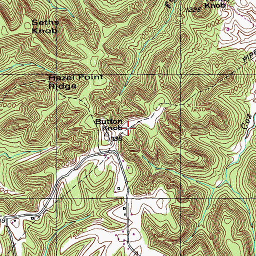 Topographic Map of Button Ridge, KY