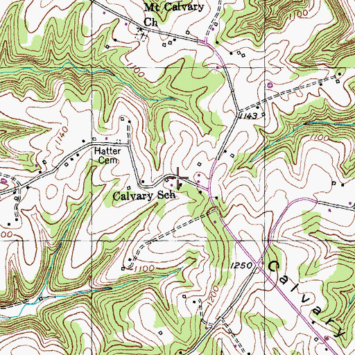 Topographic Map of Calvary (historical), KY