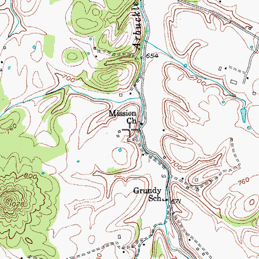Topographic Map of Aurbuckle (historical), KY