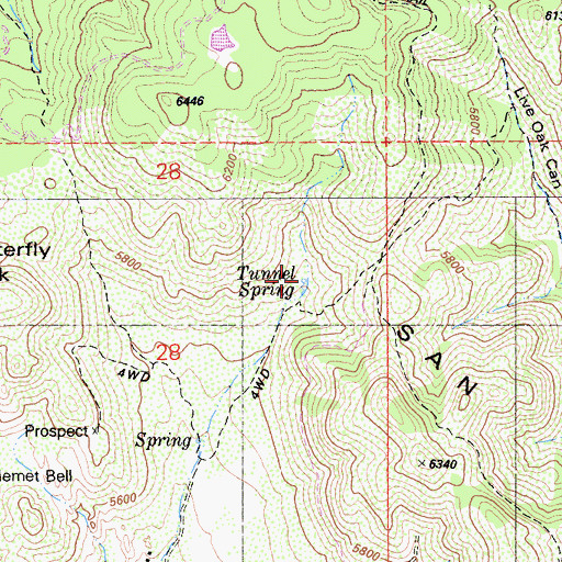 Topographic Map of Tunnel Spring, CA