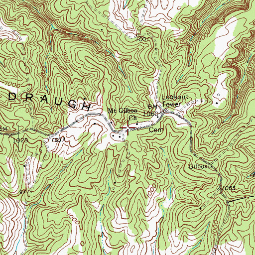 Topographic Map of Gilboa (historical), KY