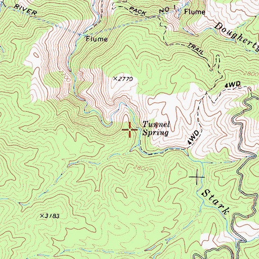 Topographic Map of Tunnel Spring, CA