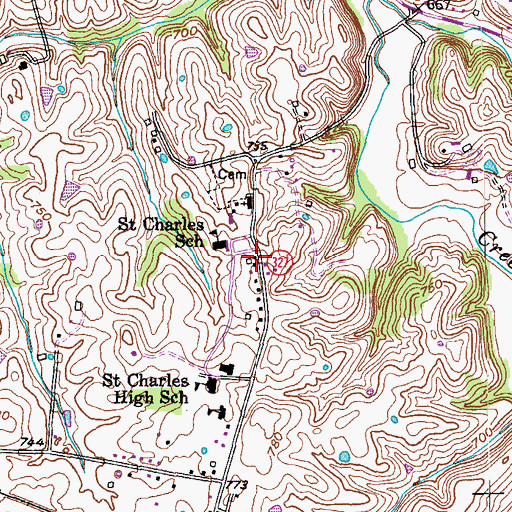 Topographic Map of Saint Charles, KY
