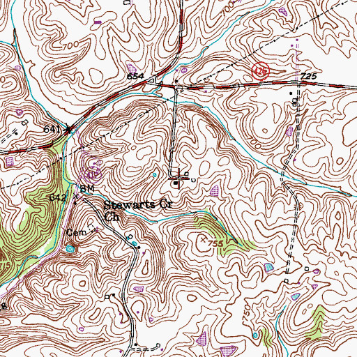Topographic Map of Stewarts Creek (historical), KY